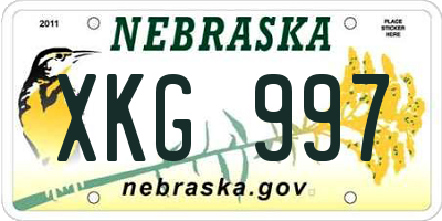 NE license plate XKG997