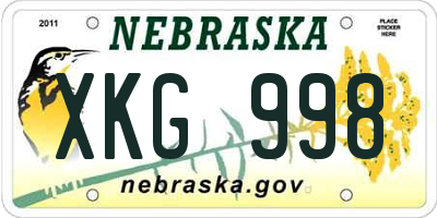 NE license plate XKG998