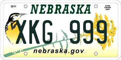 NE license plate XKG999