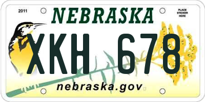 NE license plate XKH678