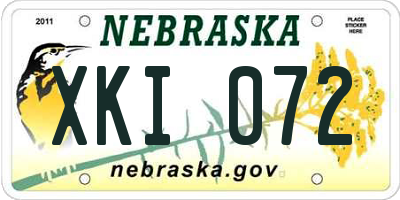 NE license plate XKI072