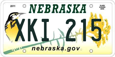 NE license plate XKI215