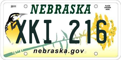 NE license plate XKI216