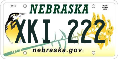 NE license plate XKI222