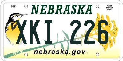 NE license plate XKI226