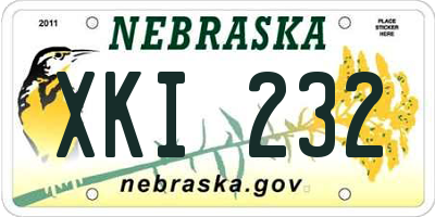 NE license plate XKI232