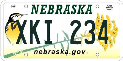 NE license plate XKI234