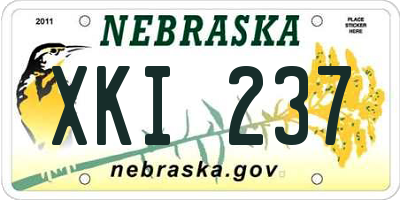 NE license plate XKI237