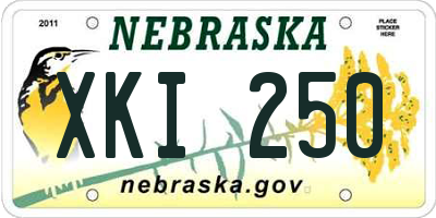 NE license plate XKI250