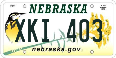 NE license plate XKI403
