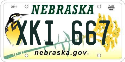 NE license plate XKI667