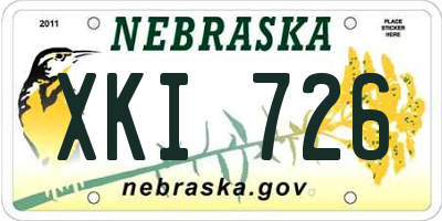 NE license plate XKI726