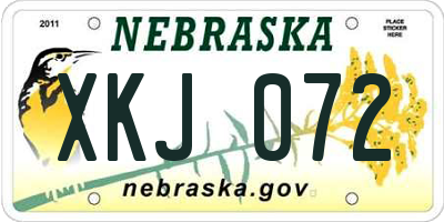 NE license plate XKJ072