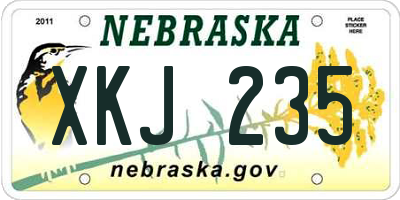 NE license plate XKJ235
