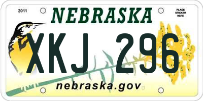 NE license plate XKJ296
