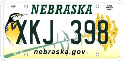 NE license plate XKJ398