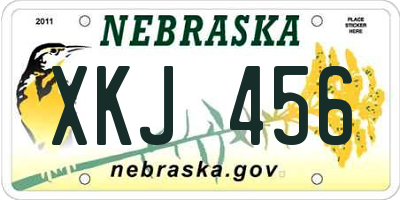 NE license plate XKJ456