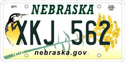 NE license plate XKJ562