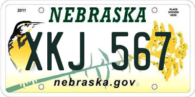 NE license plate XKJ567