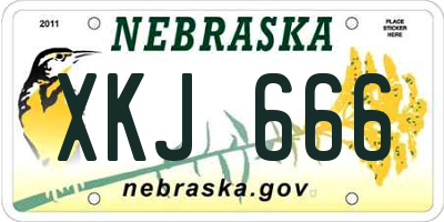 NE license plate XKJ666