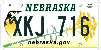 NE license plate XKJ716