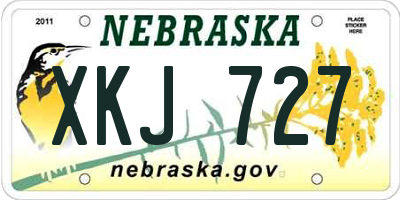 NE license plate XKJ727