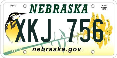 NE license plate XKJ756