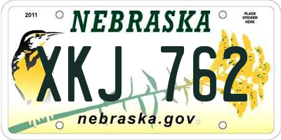 NE license plate XKJ762