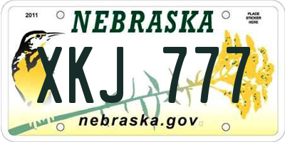 NE license plate XKJ777