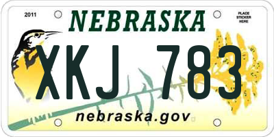 NE license plate XKJ783