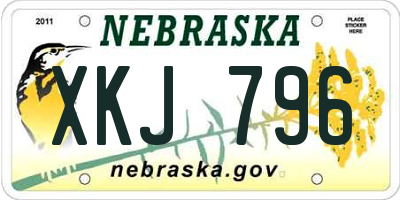 NE license plate XKJ796