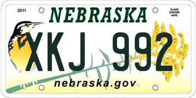 NE license plate XKJ992
