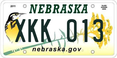 NE license plate XKK013