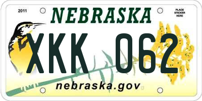 NE license plate XKK062