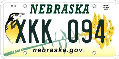 NE license plate XKK094