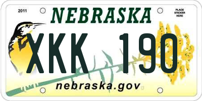 NE license plate XKK190