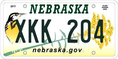 NE license plate XKK204