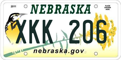 NE license plate XKK206