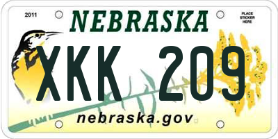 NE license plate XKK209