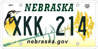 NE license plate XKK214