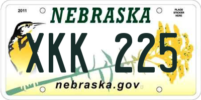 NE license plate XKK225