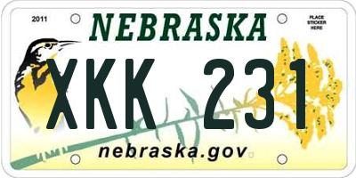 NE license plate XKK231
