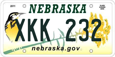 NE license plate XKK232