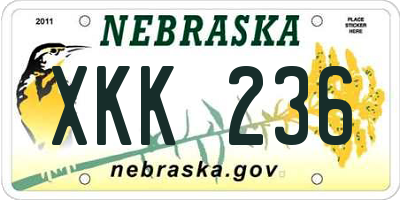 NE license plate XKK236
