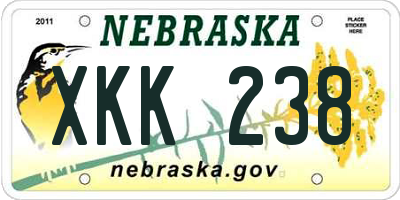 NE license plate XKK238