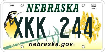 NE license plate XKK244
