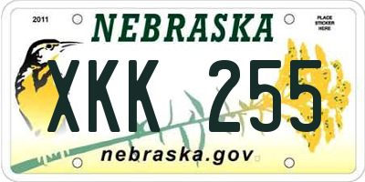 NE license plate XKK255