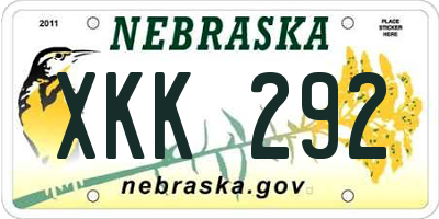 NE license plate XKK292