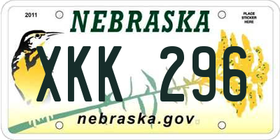 NE license plate XKK296