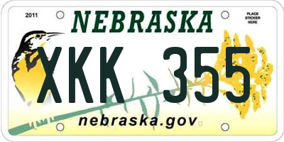 NE license plate XKK355
